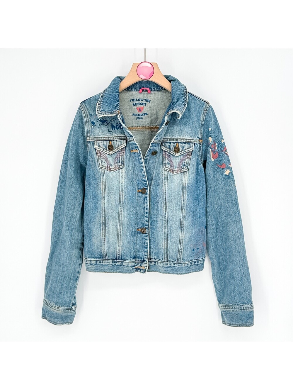Hollister Cali Embroidered Denim Jacket Women's Large